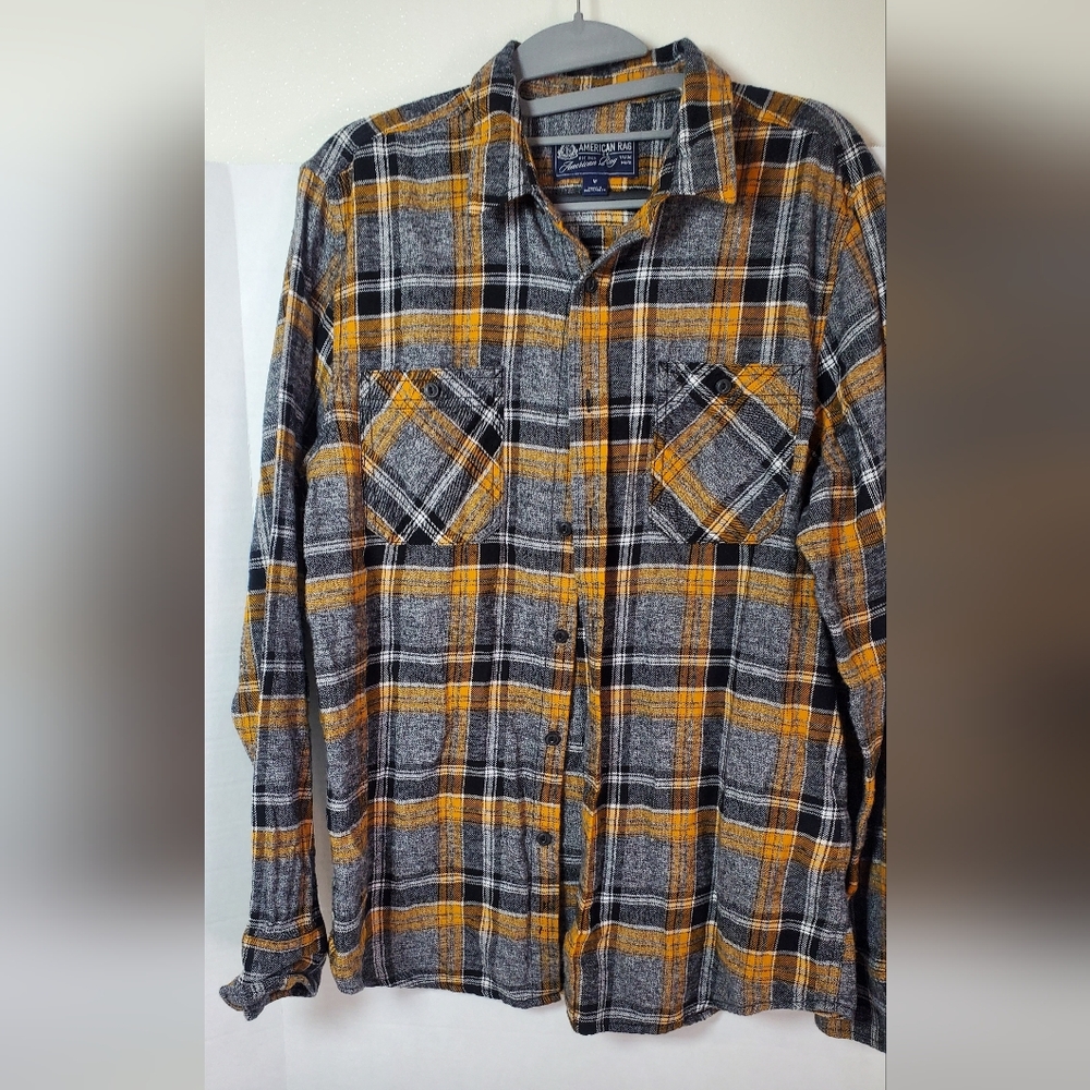 American Rag Yellow and Black Checkered Shirt